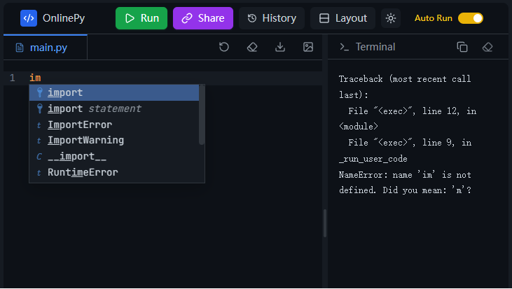 Code execution preview